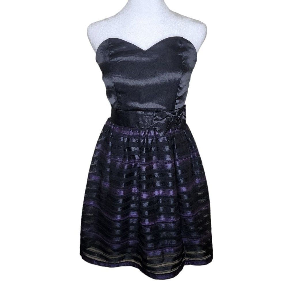 Vintage Y2K BeBop Empire Waist Strapless Mini Cocktail Dress Womens Size S Black